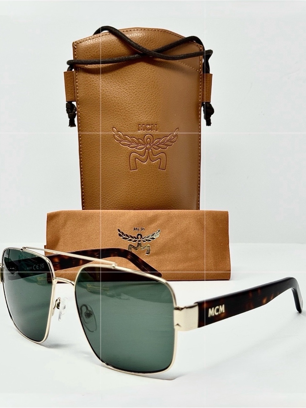 NEW MCM MW0008 32 Unisex Green Lens Tortoise Sunglasses Pouch 58-16-145Authentic